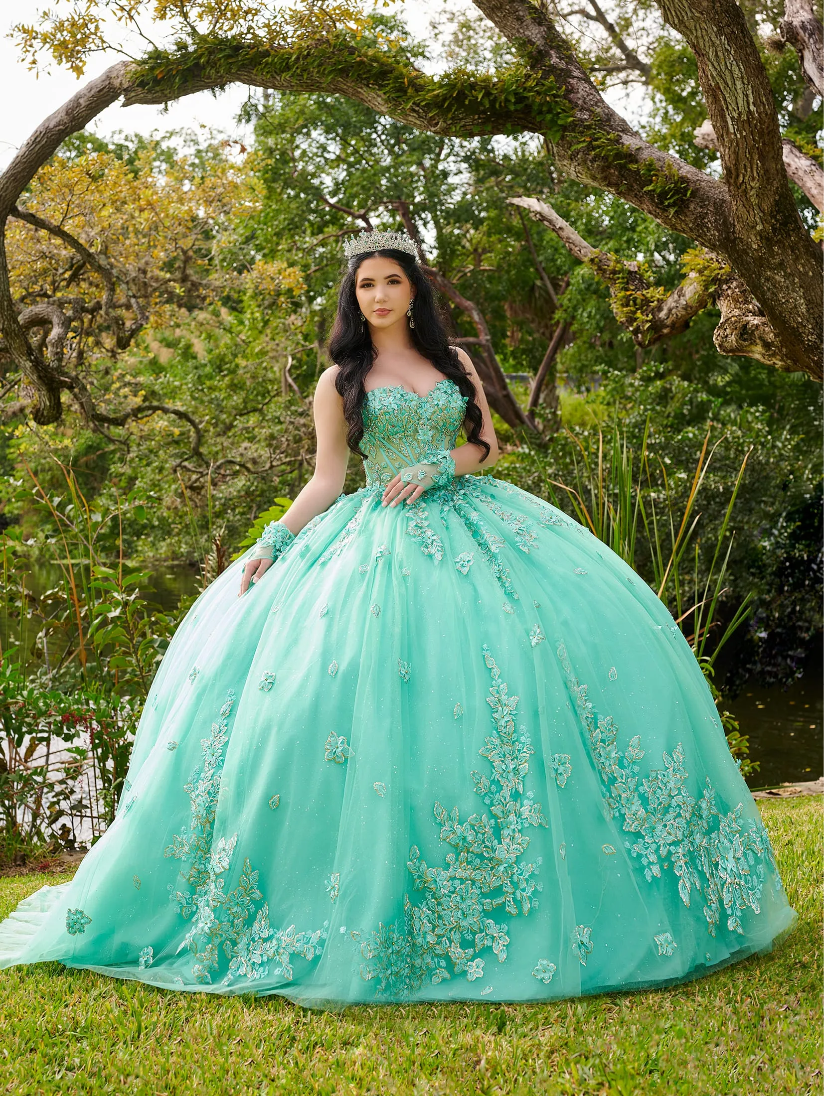 3D Floral Strapless Quinceanera Dress by LizLuo Fiesta 56514