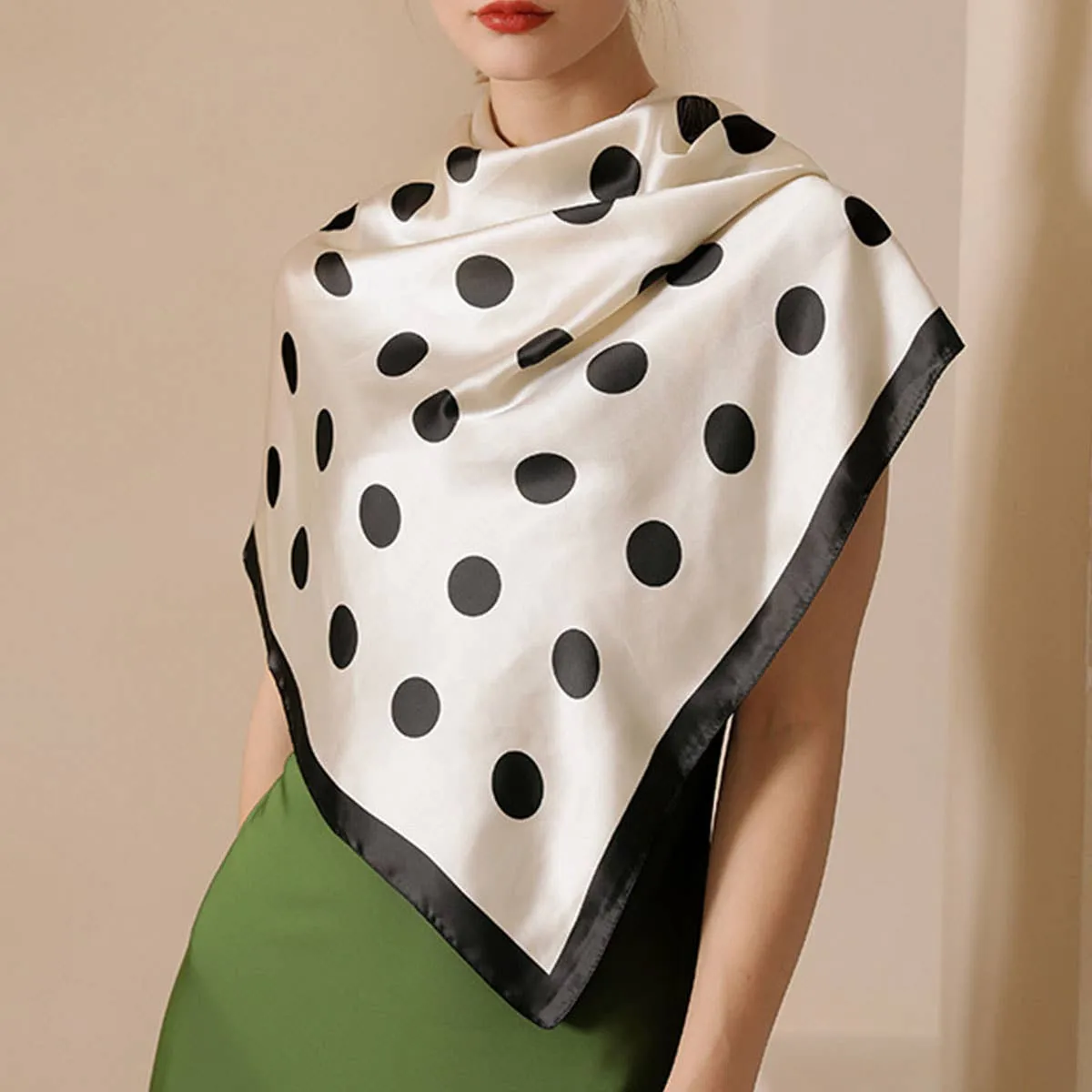 Accity | POLKA DOTS SQUARE SCARF NECK SCARF: Pink