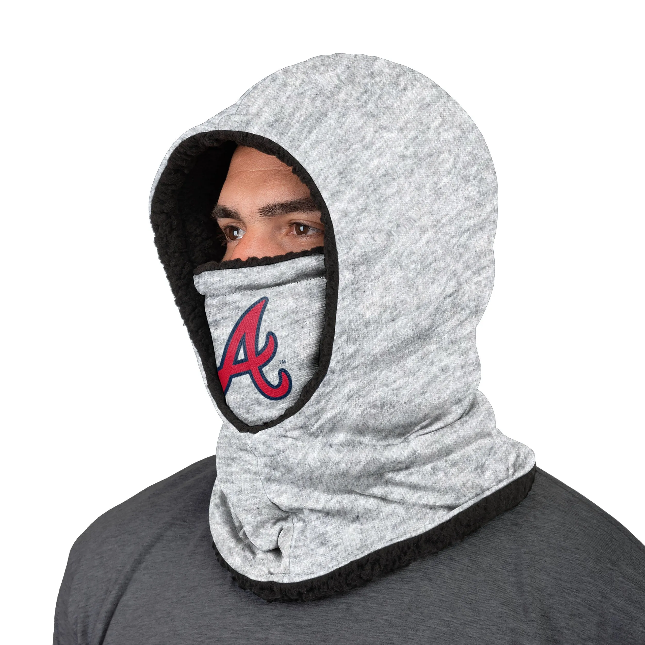 Atlanta Braves MLB Heather Grey Big Logo Hooded Gaiter