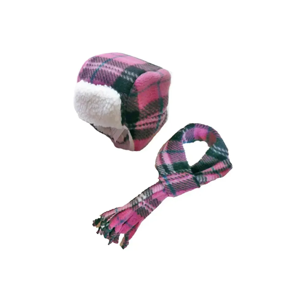 Aviator Dog Hats and Scarves Sets Fleece Prints Up to 100  LBS