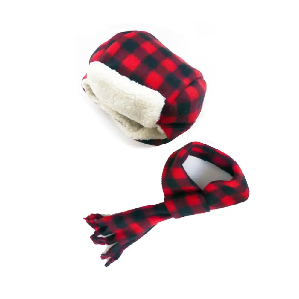 Aviator Dog Hats and Scarves Sets Fleece Prints Up to 100  LBS