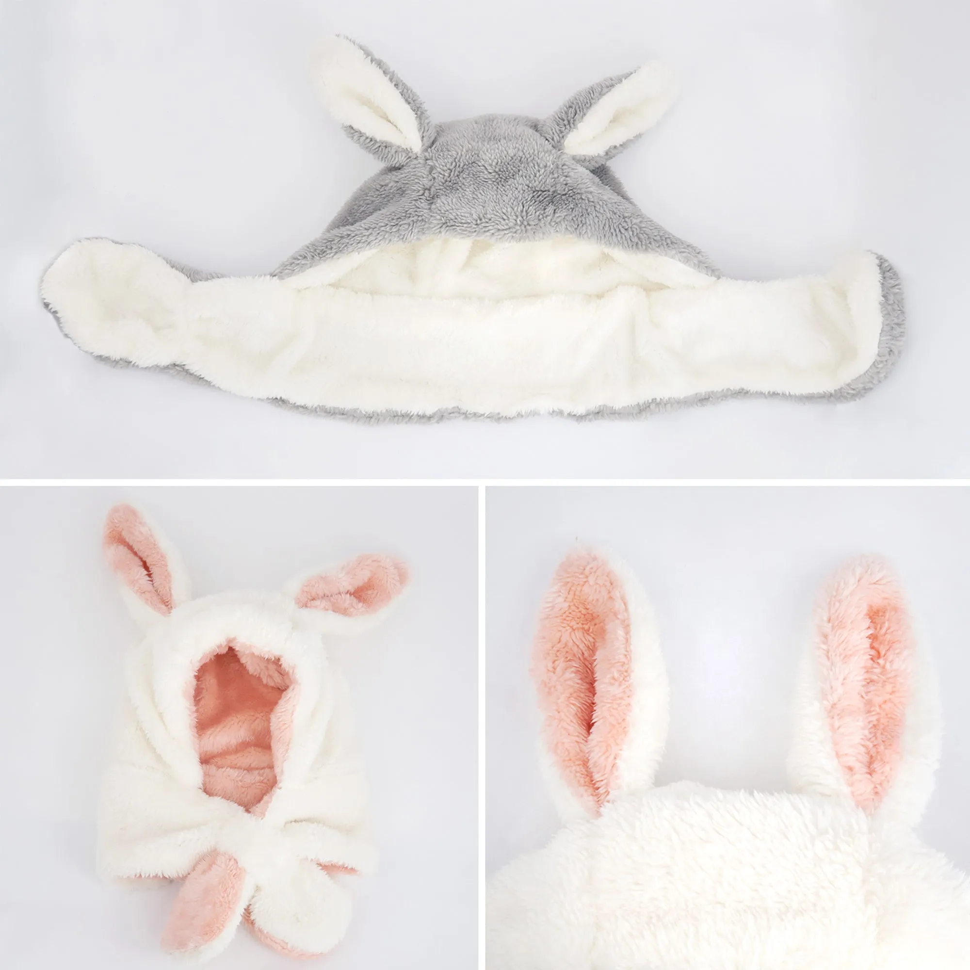 Baby Winter Earflap Bunny Bear Cozy Plush Fleece Hat | Bear Grey