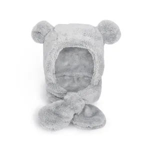 Baby Winter Earflap Bunny Bear Cozy Plush Fleece Hat | Bear Grey