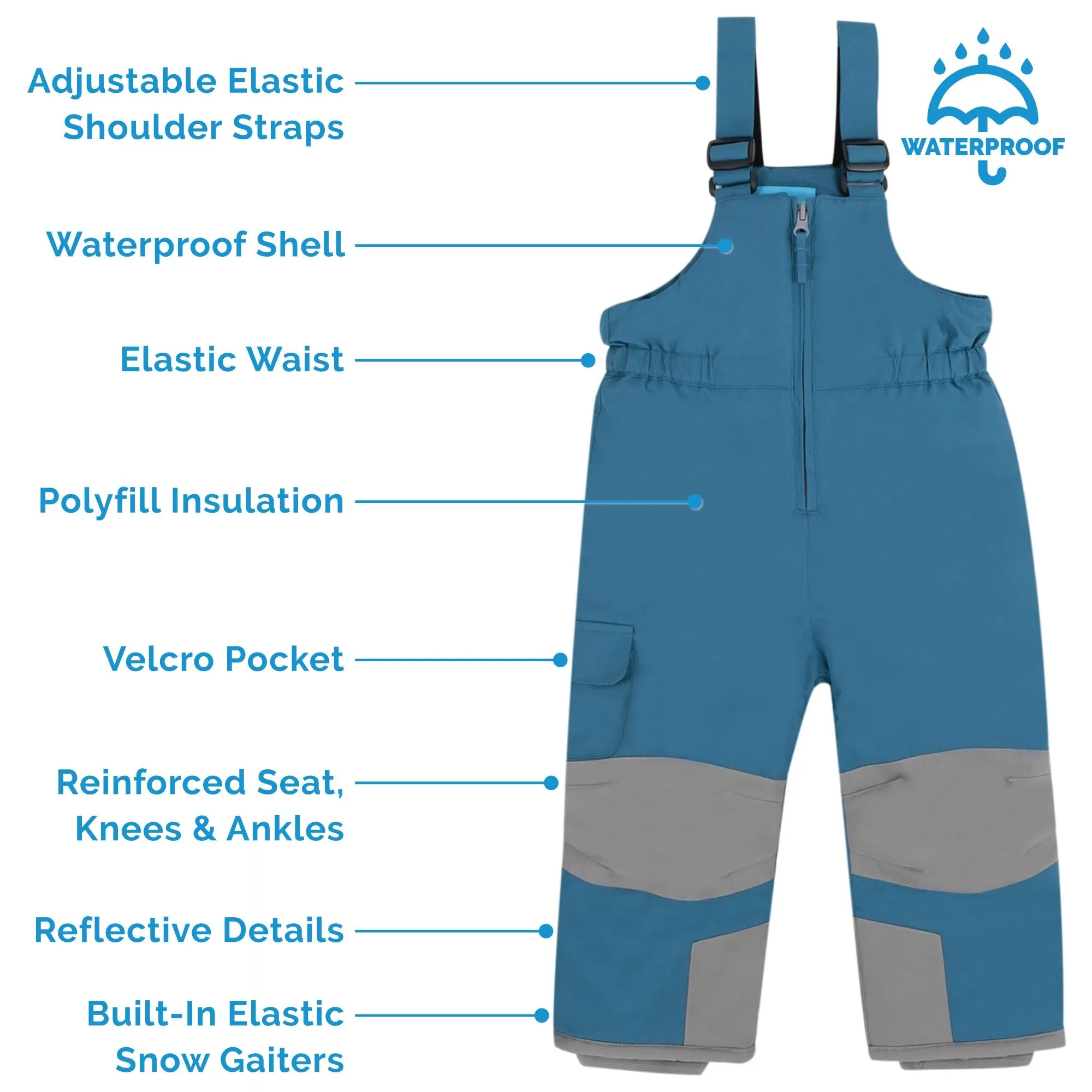 Black Toasty Dry Bib Snow Pants