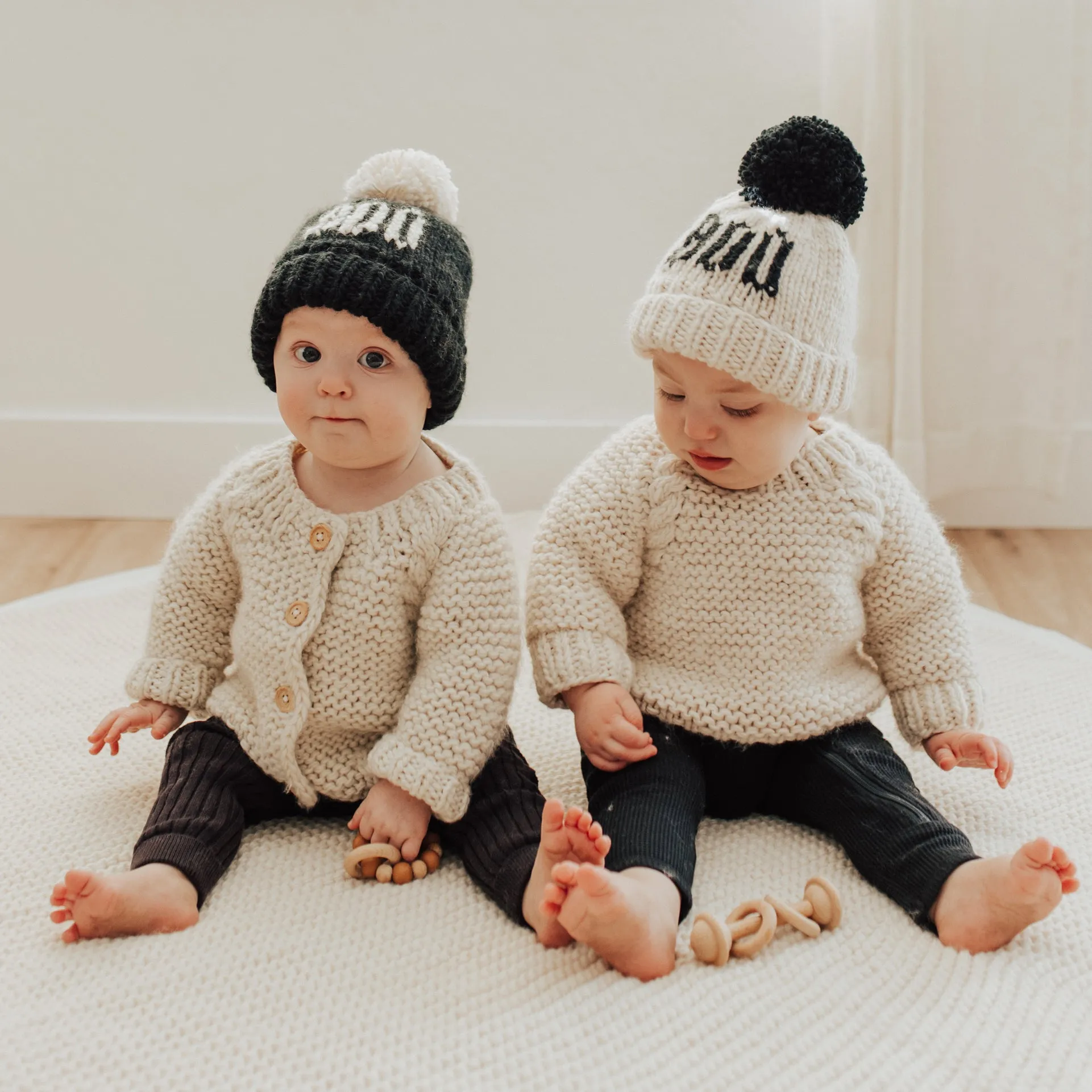 BOO Black Hand Knit Beanie Hat