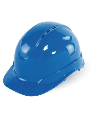 Bullhead Safety™ Head Protection Blue Vented Cap Style Hard Hat with Six-Point Ratchet Suspension - HH-C3-B