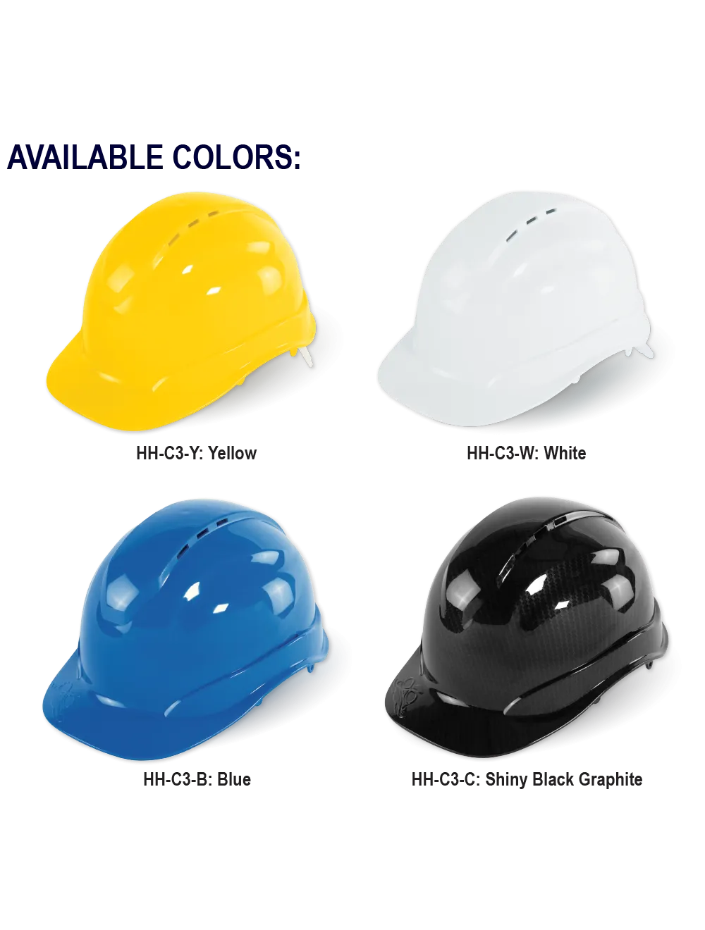 Bullhead Safety™ Head Protection Blue Vented Cap Style Hard Hat with Six-Point Ratchet Suspension - HH-C3-B