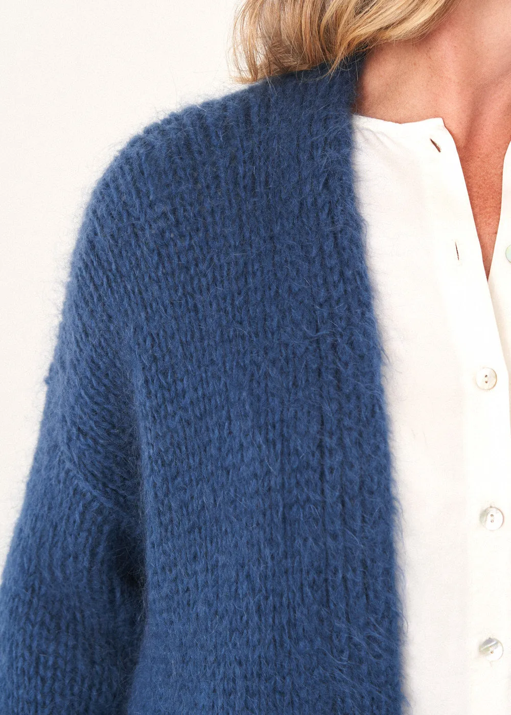 DINA CHUNKY KNIT CARDIGAN - DARK BLUE