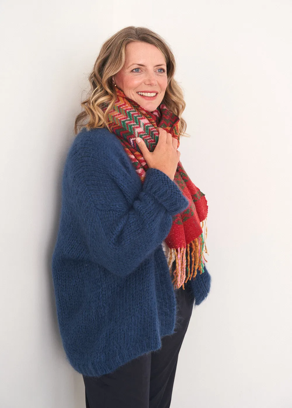 DINA CHUNKY KNIT CARDIGAN - DARK BLUE