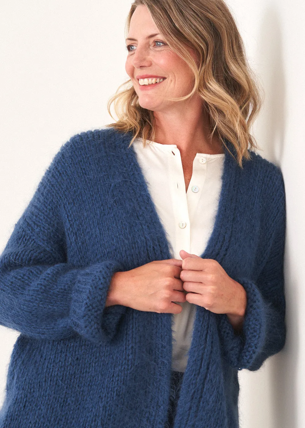 DINA CHUNKY KNIT CARDIGAN - DARK BLUE