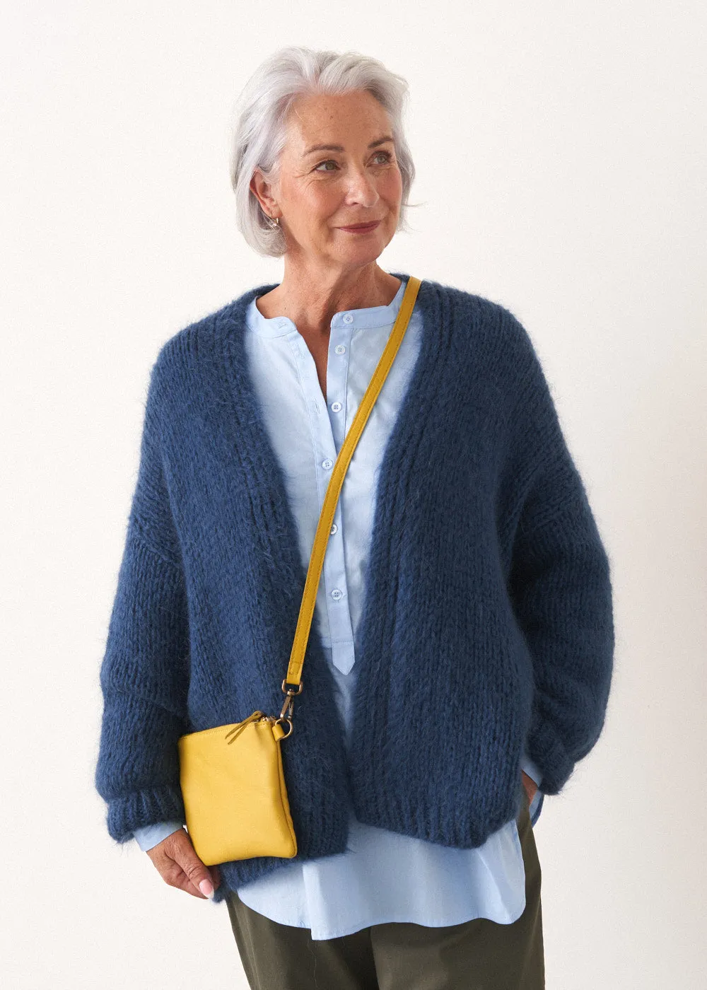 DINA CHUNKY KNIT CARDIGAN - DARK BLUE