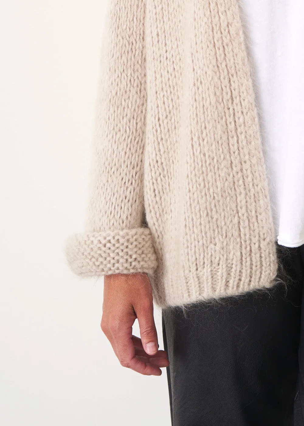 DINA CHUNKY KNIT CARDIGAN - OATMEAL