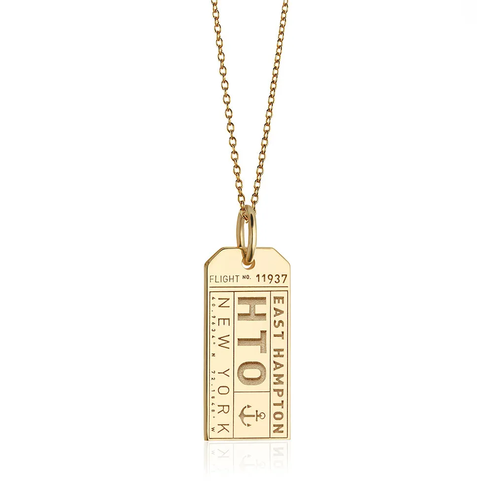 East Hampton New York USA HTO Luggage Tag Charm Gold