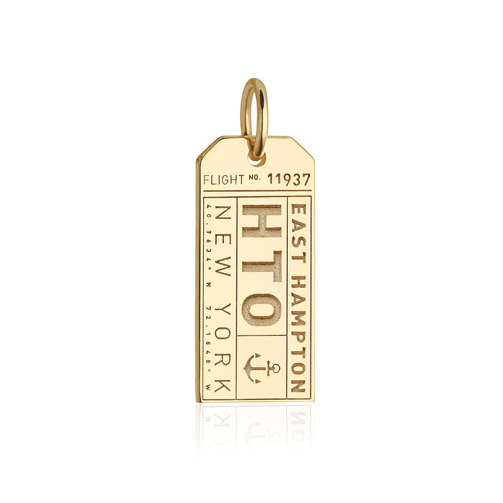 East Hampton New York USA HTO Luggage Tag Charm Gold