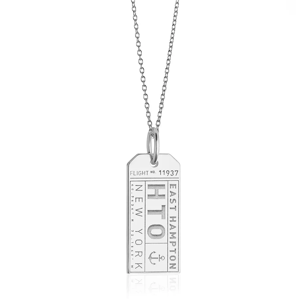 East Hampton New York USA HTO Luggage Tag Charm Silver