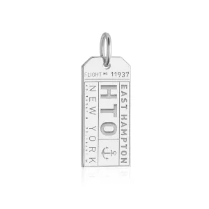 East Hampton New York USA HTO Luggage Tag Charm Silver