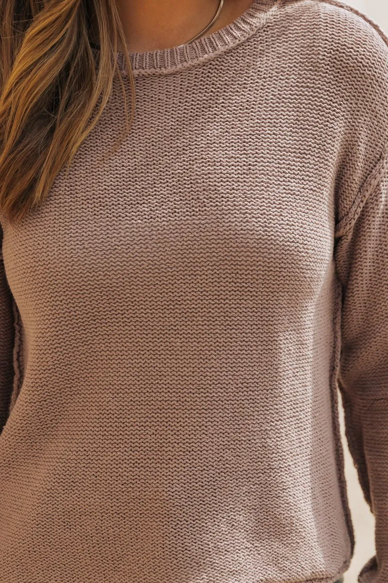 Everyday Fall Pullover Sweater - Mocha - DOORBUSTER