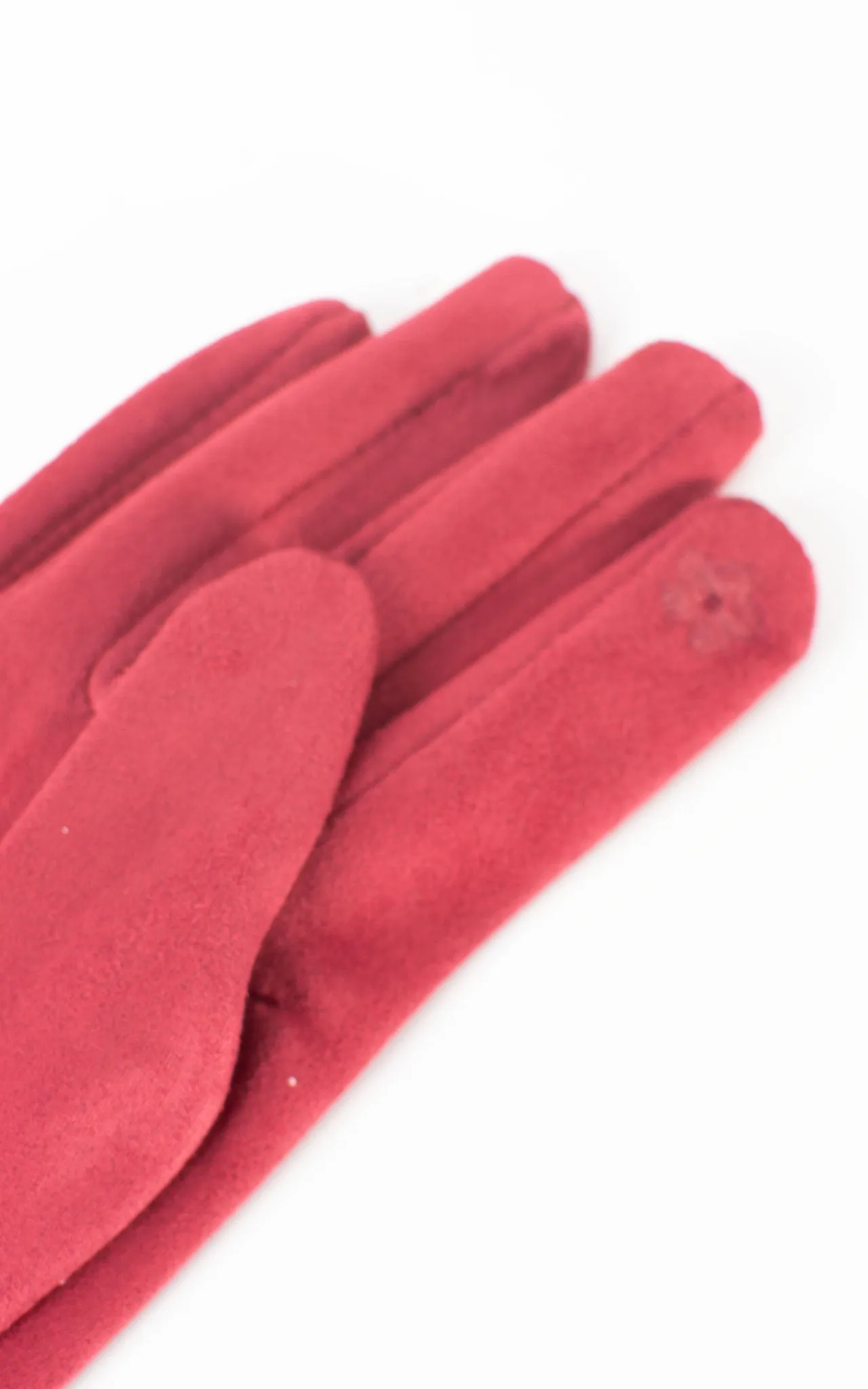 Faux Suede Plain Gloves | Mulberry Red