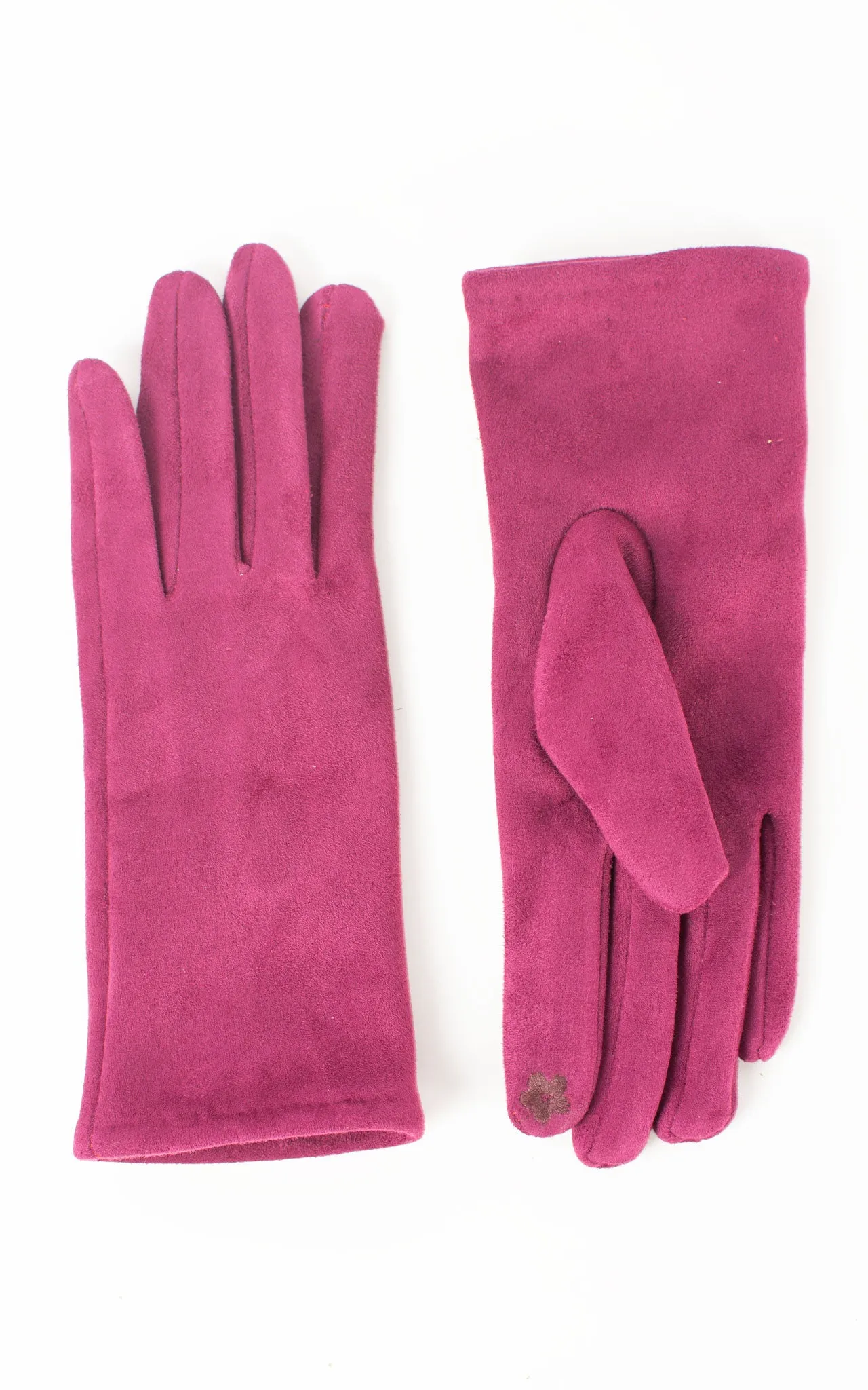 Faux Suede Plain Gloves | Plum