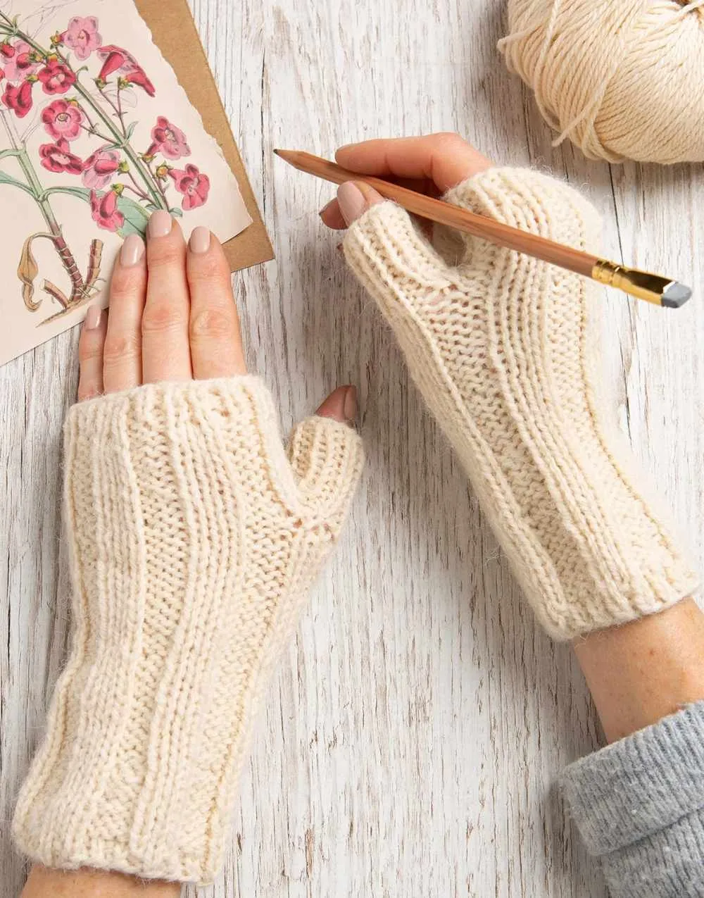 Fingerless Alpaca Gloves Knitting Kit, Wool Couture