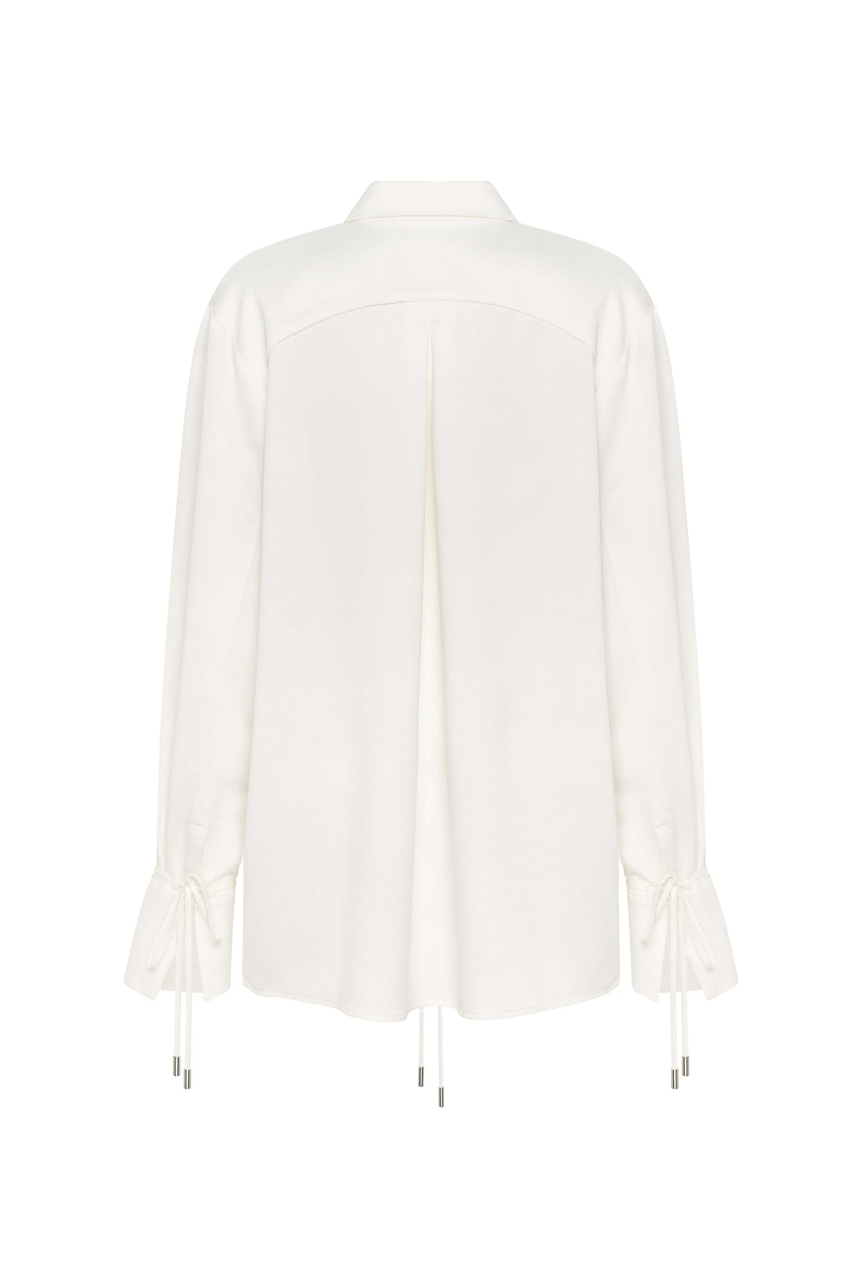 Front-tie satin blouse in white, Xo Xo