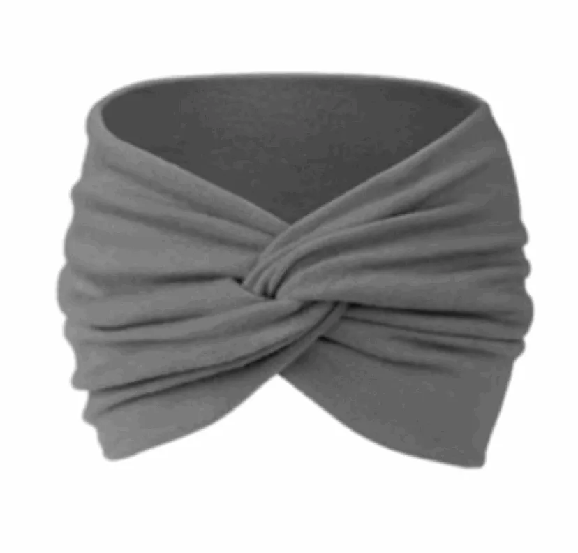 Gray Wide Twist Turban Headband Ear Warmer