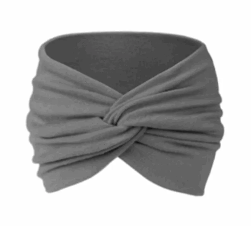 Gray Wide Twist Turban Headband Ear Warmer