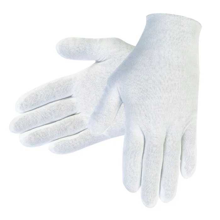 MCR Safety Safety 8600C Thin Reversible And Unhemmed Lisle Inspectors Gloves, White, Large, 1 Dozen