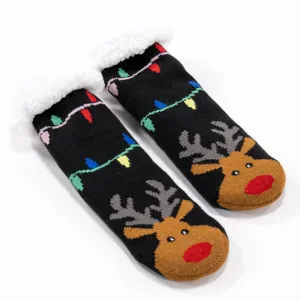 Men's Reindeer Fleece Lined Slipper Socks