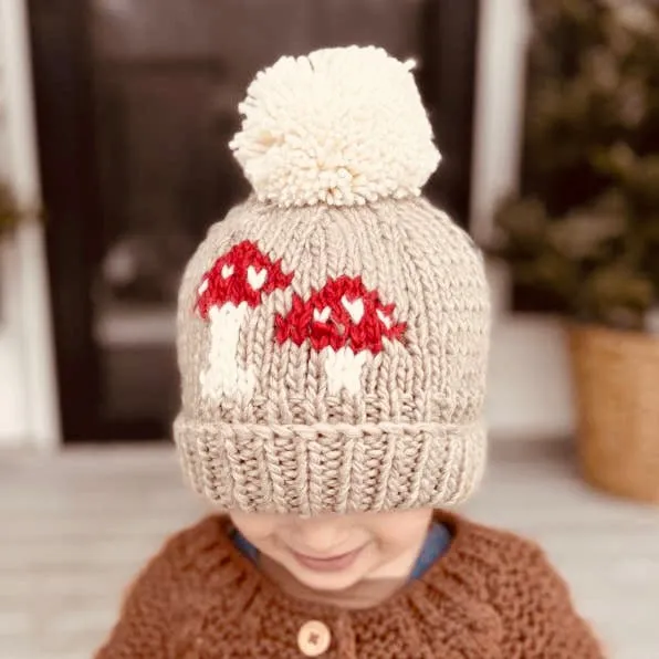 Mushroom Hand Knit Beanie Hat