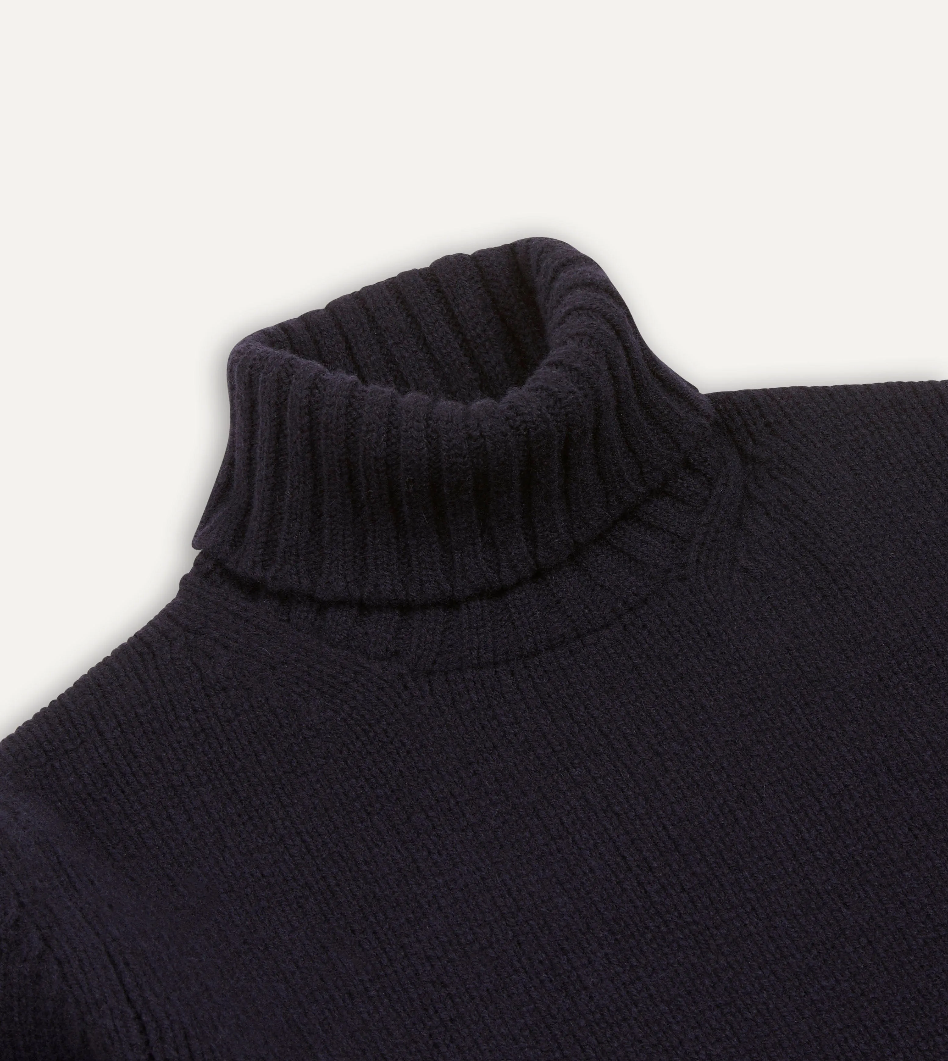 Navy Lambswool Submariner Roll Neck Jumper