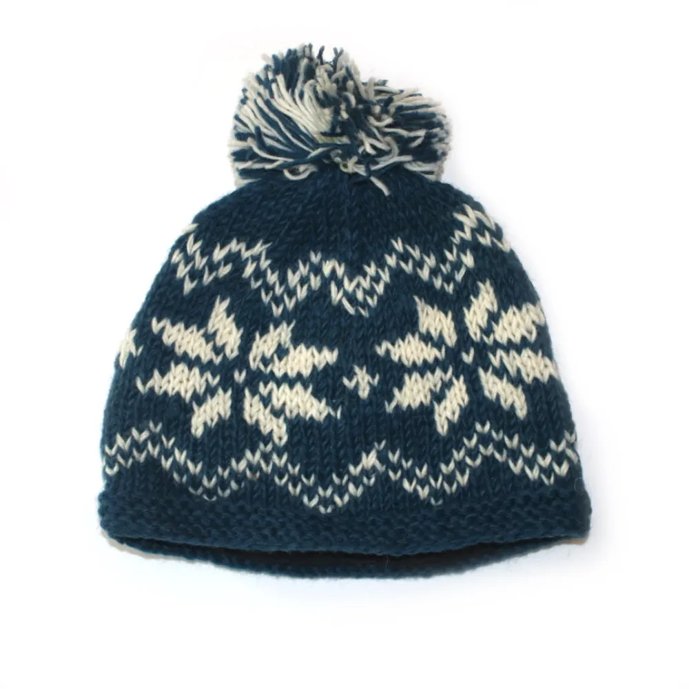 nordic snowflake winter wool hat