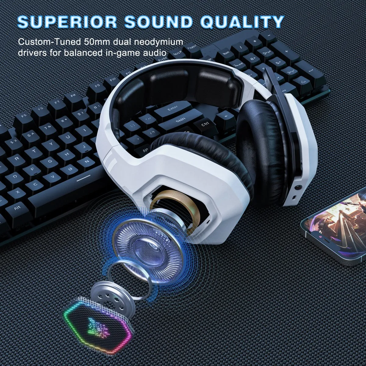 ONIKUMA B100 Tri-mode RGB Wireless Gaming Headset