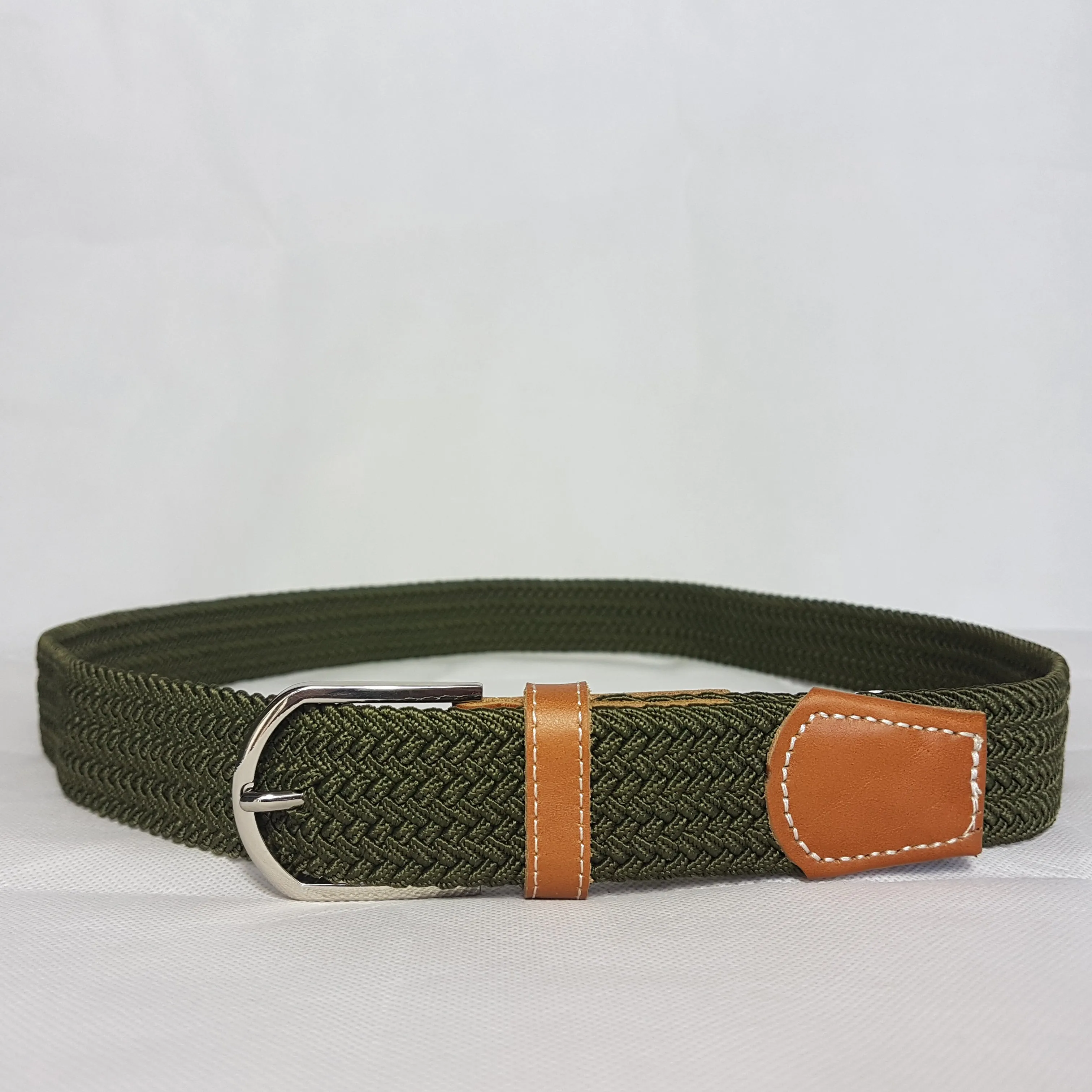 OSCAR - Mens Olive Woven Cotton Elastic Belt