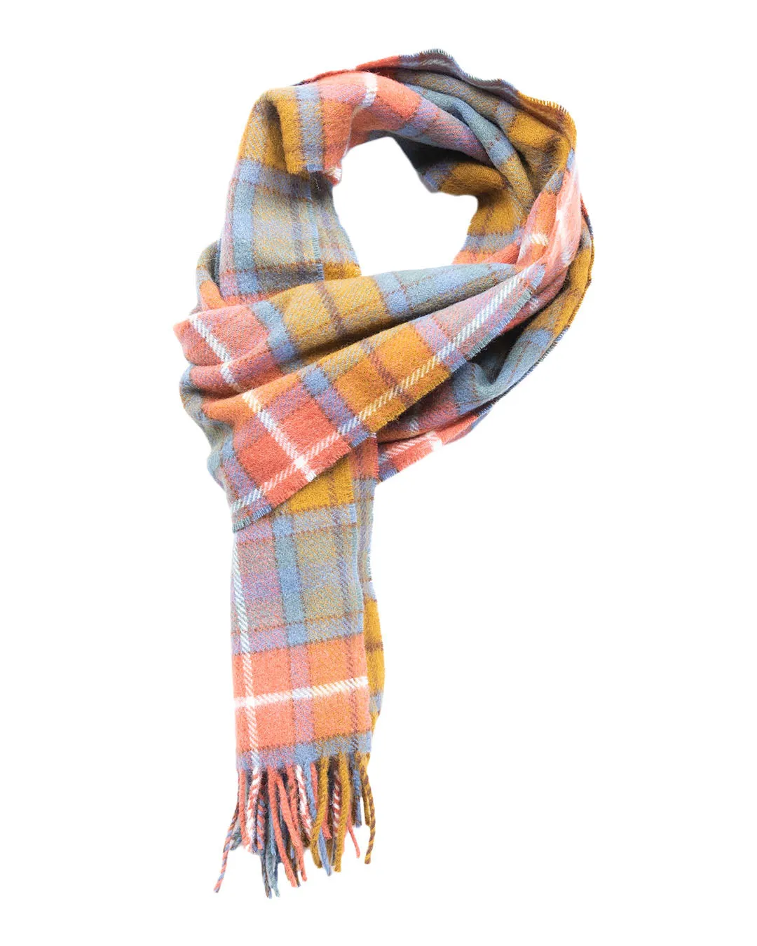 Rust Buchanan Tartan Made in England Merino Wool Scarf