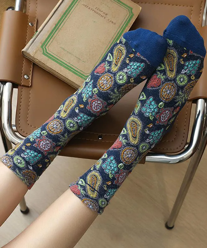 Stylish Fruit Theme Jacquard Cotton Crew Socks