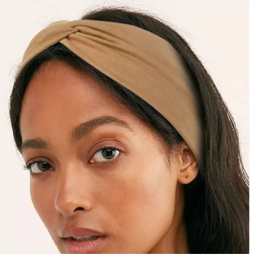 Tan Wide Twist Turban Headband Ear Warmer