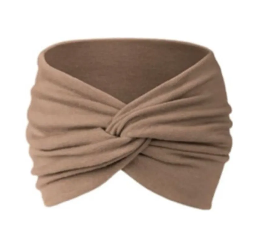 Tan Wide Twist Turban Headband Ear Warmer