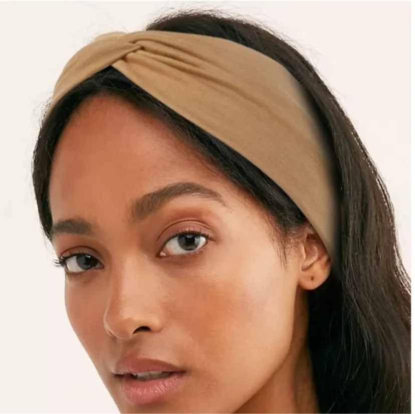 Tan Wide Twist Turban Headband Ear Warmer