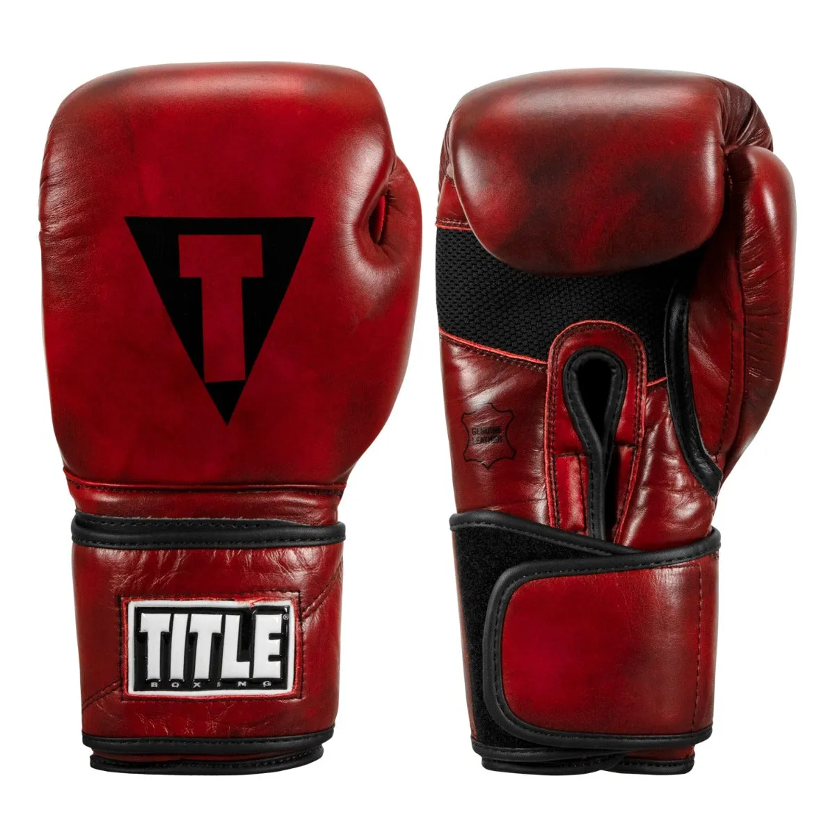 TITLE Boxing Blood Red Leather Training Gloves