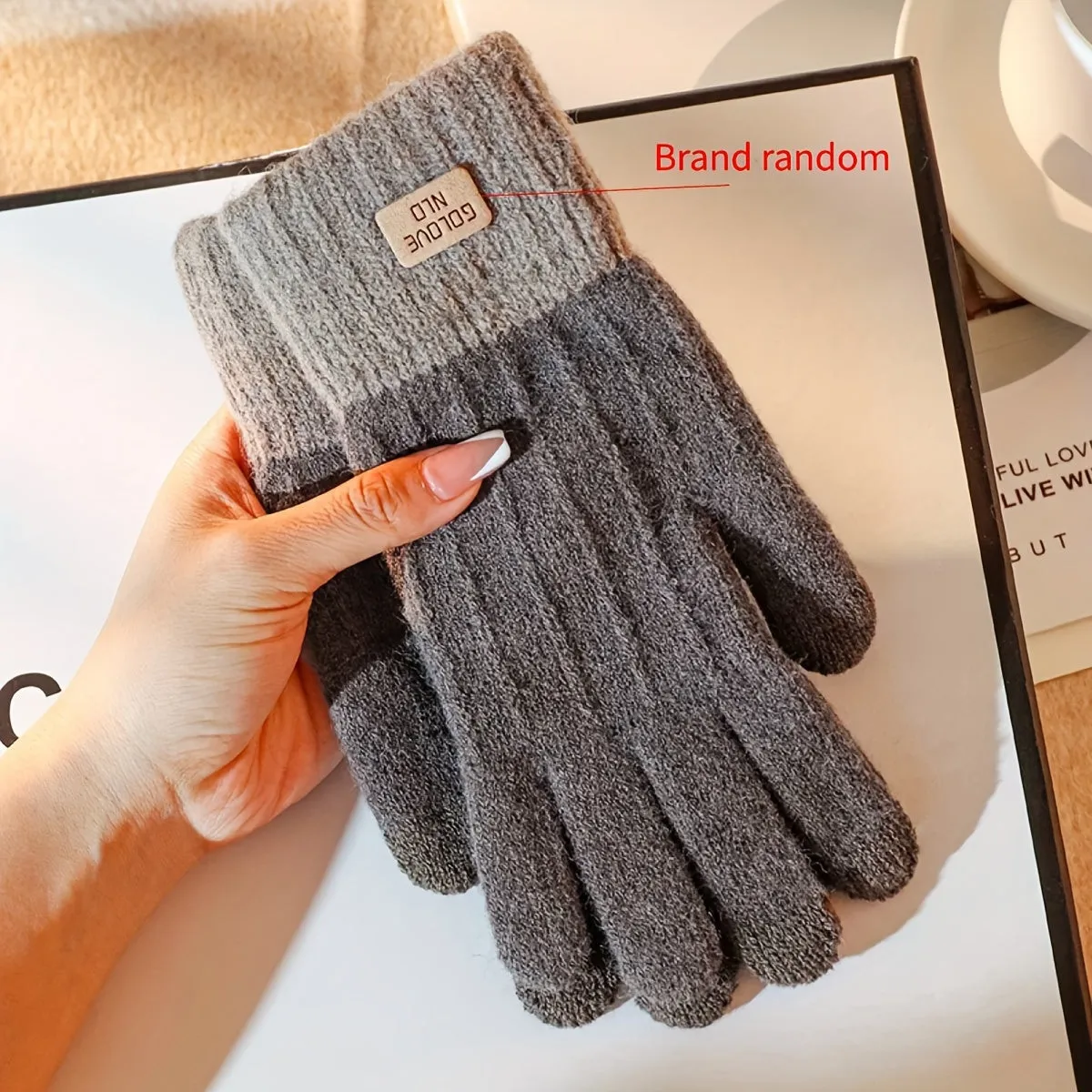 WarmthPlus Color Block Knitted Gloves - Soft, Thick, and Elastic Winter Gloves for Cold Weather - Premium Cotton, Coldproof, and Comfortable Fit for Women